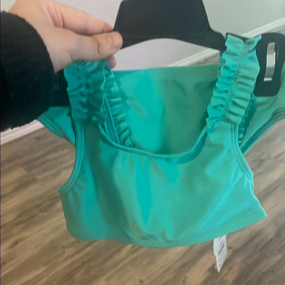 Girls' Teal Ruffled Strap Tank Top